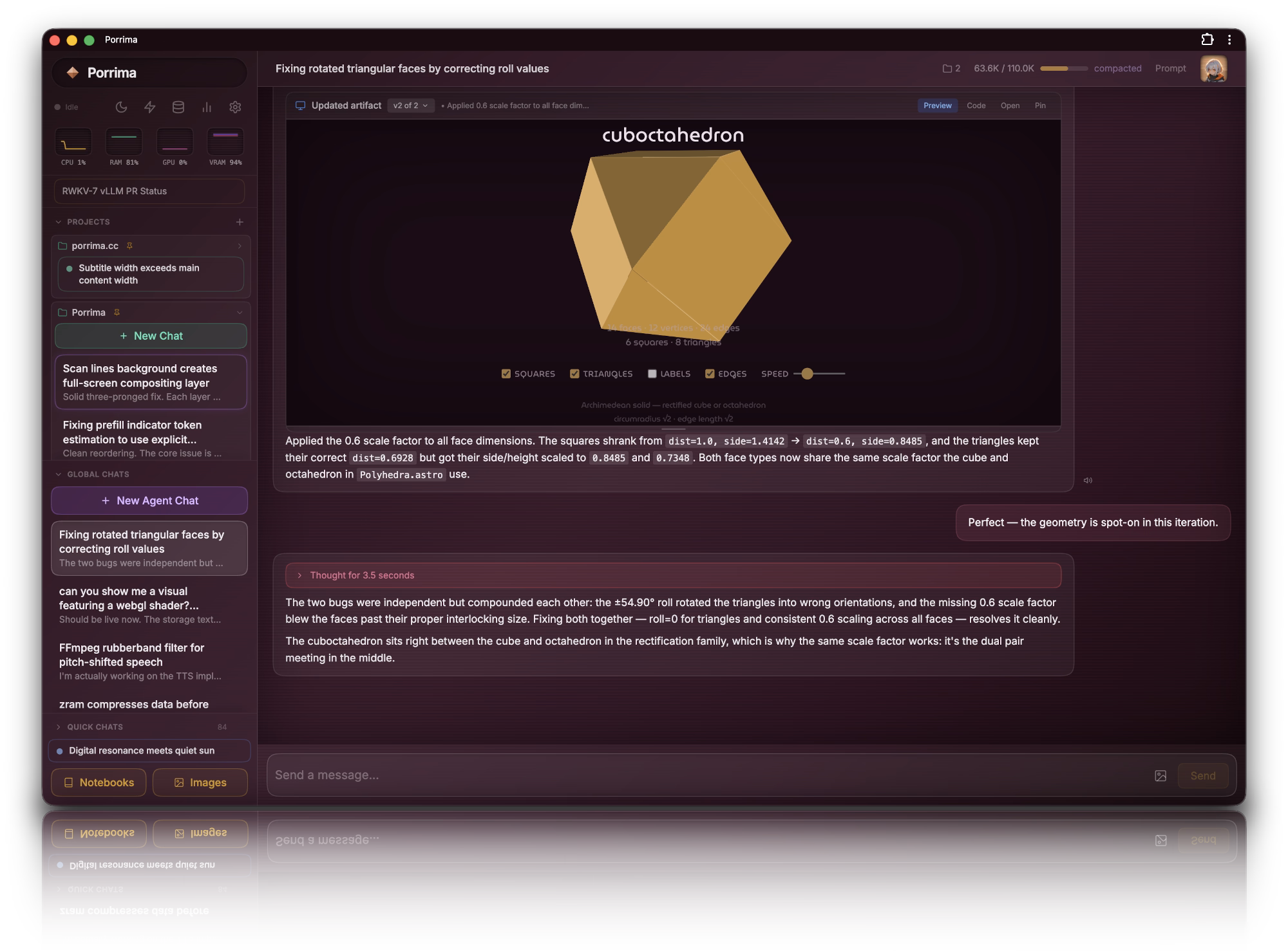 Porrima agent desktop interface